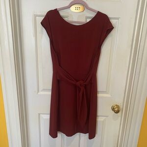 Ann Taylor LOFT burgundy tie waist dress, 14.